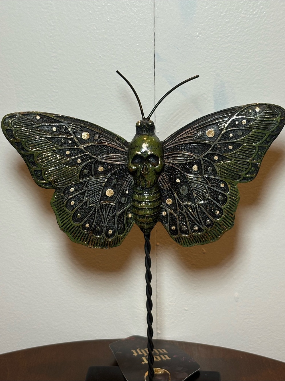 Decorative Green and Black Skull Butterfly Wall Accent